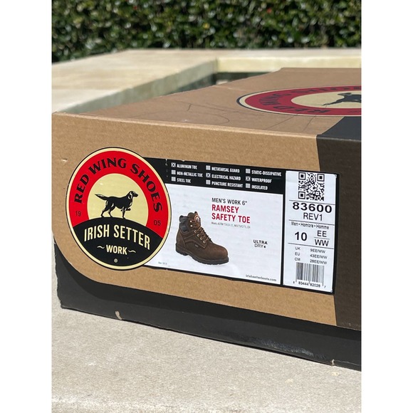 Red Wing Shoes Irish Setter Men's Work Ramsey Safety Toe S-10 - Picture 3 of 8